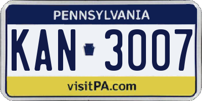 PA license plate KAN3007