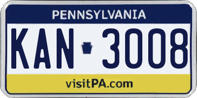 PA license plate KAN3008