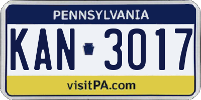 PA license plate KAN3017