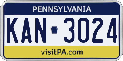 PA license plate KAN3024