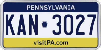 PA license plate KAN3027