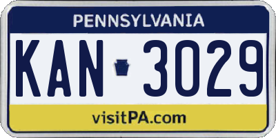 PA license plate KAN3029