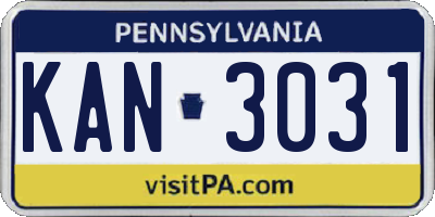 PA license plate KAN3031