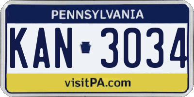 PA license plate KAN3034