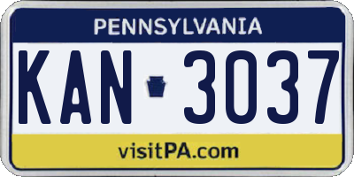 PA license plate KAN3037