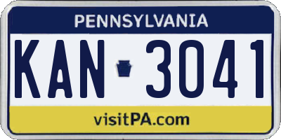 PA license plate KAN3041