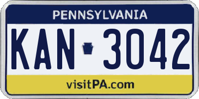 PA license plate KAN3042