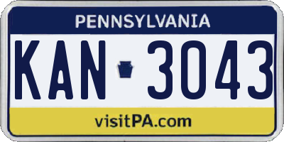 PA license plate KAN3043