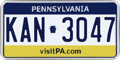 PA license plate KAN3047