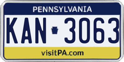 PA license plate KAN3063