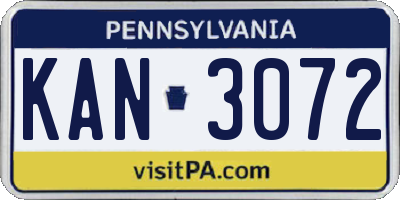 PA license plate KAN3072