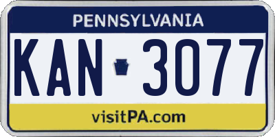 PA license plate KAN3077