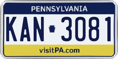 PA license plate KAN3081