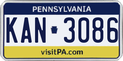 PA license plate KAN3086