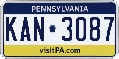 PA license plate KAN3087