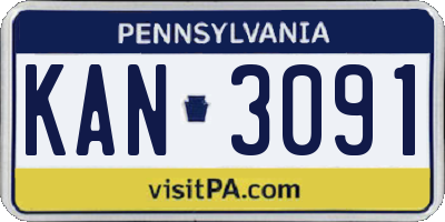 PA license plate KAN3091