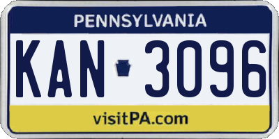 PA license plate KAN3096