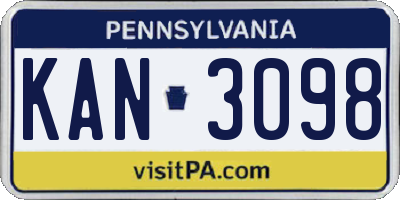 PA license plate KAN3098