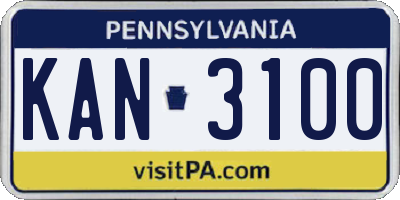 PA license plate KAN3100