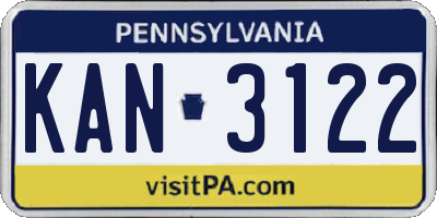 PA license plate KAN3122