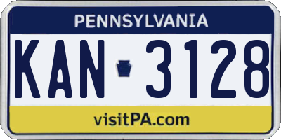 PA license plate KAN3128