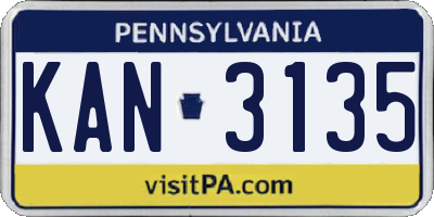 PA license plate KAN3135