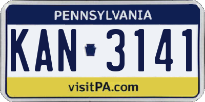PA license plate KAN3141
