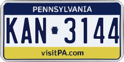 PA license plate KAN3144