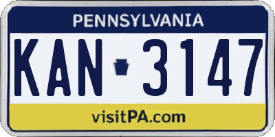 PA license plate KAN3147