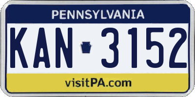 PA license plate KAN3152
