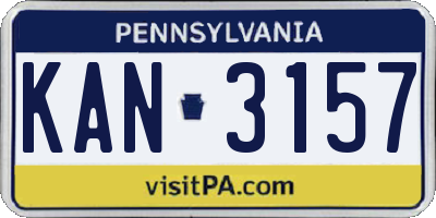 PA license plate KAN3157