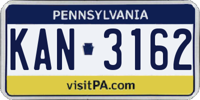 PA license plate KAN3162