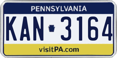 PA license plate KAN3164