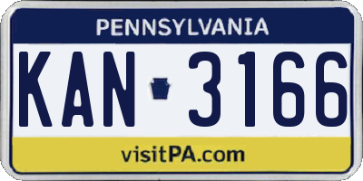 PA license plate KAN3166