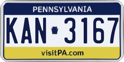 PA license plate KAN3167