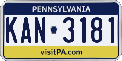 PA license plate KAN3181
