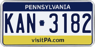 PA license plate KAN3182