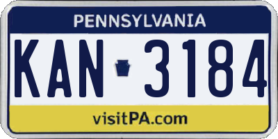 PA license plate KAN3184