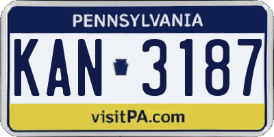 PA license plate KAN3187