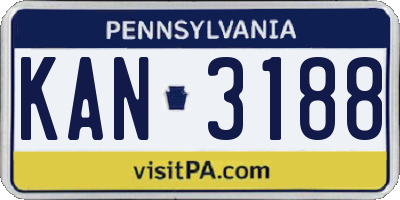 PA license plate KAN3188