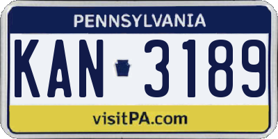 PA license plate KAN3189