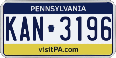 PA license plate KAN3196