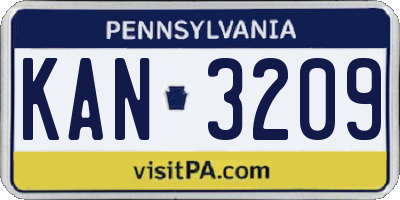 PA license plate KAN3209