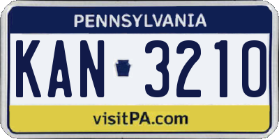 PA license plate KAN3210