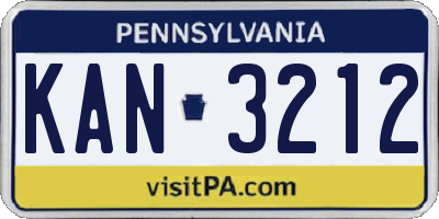 PA license plate KAN3212