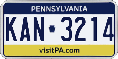 PA license plate KAN3214