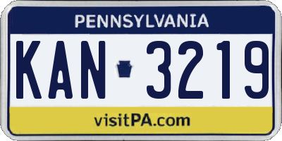 PA license plate KAN3219