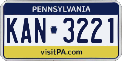 PA license plate KAN3221
