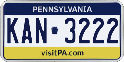PA license plate KAN3222