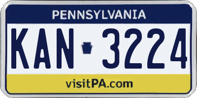 PA license plate KAN3224